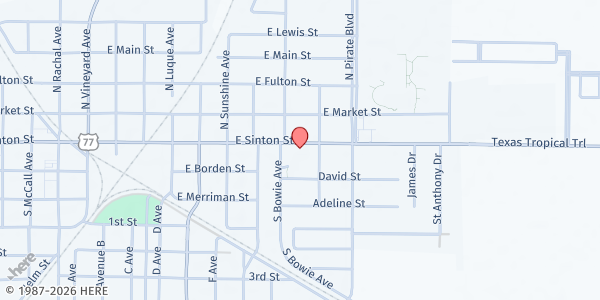 Map showing Sacred Heart Church - Sinton at 906 E. Sinton, Sinton, TX