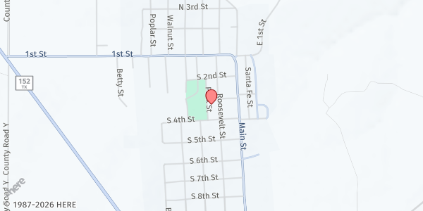 Map showing First Baptist Church Skellytown at 306 Roosevelt St., Skellytown, TX