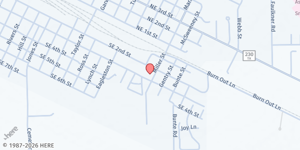 Map showing Feed the Need - Smithville at 208 Miller St., Smithville, TX