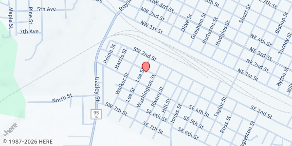 Map showing Smithville Food Pantry at 301 Lee Street, Smithville, TX