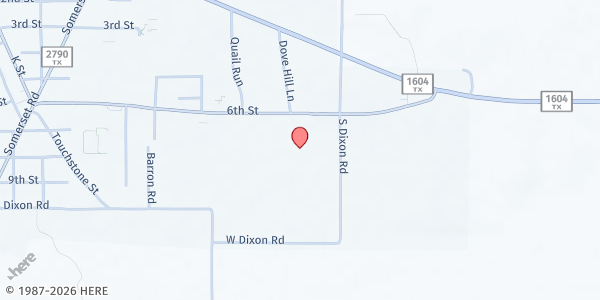 Map showing Somerset Senior Services Distribution at City Park at 7360 E. 6th St., Somerset, TX