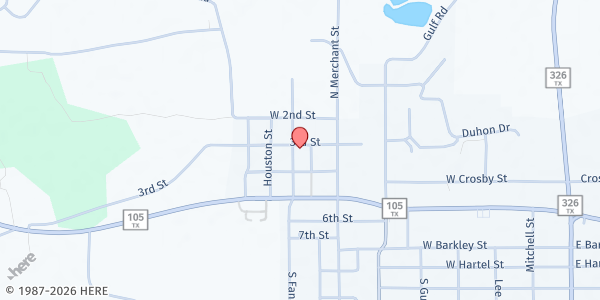 Map showing Caring Christians Sharing at 290 N. Fannin St., Sour Lake, TX