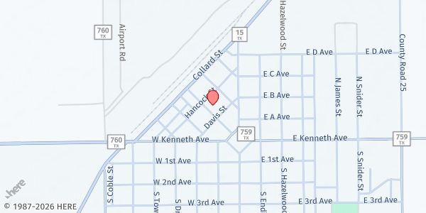 Map showing Spearman Ministerial Alliance at 210 Main, Spearman, TX