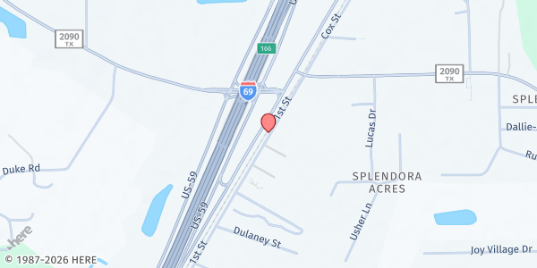 Map showing Splendora Food Pantry at 14760 1st St, Splendora, TX