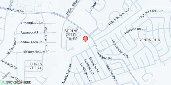 Map showing Gateway Church Food Pantry at 2930 Rayford Road, Spring, TX
