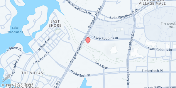 Map showing South County Community Center at 2235 Lake Robbins Dr., Spring, TX