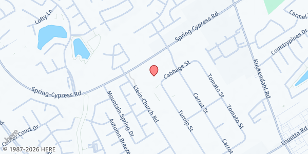 Map showing Trinity Klein Lutheran Church at 5201 Spring Cypress Rd., Spring, TX