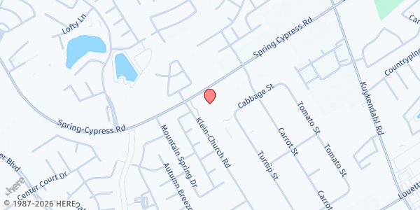 Map showing Trinity Klein Lutheran Church - Restoring Hope Food Pantry at 5201 Spring Cypress Rd, Spring, TX