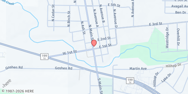 Map showing Neighbor to Neighbors at 413 S Main Street, Springtown, TX