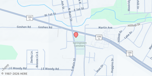 Map showing Neighbor to Neighbors - Springtown at 413 S. Main St., Springtown, TX