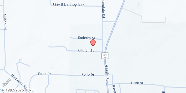Map showing Springtown Church of Christ at 316 Church St., Springtown, TX