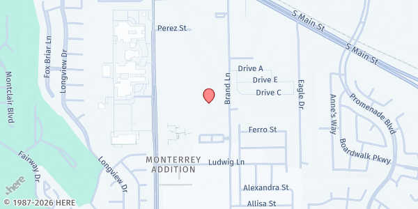 Map showing Brand Lane Islamic Center at 610 Brand Ln., Stafford, TX