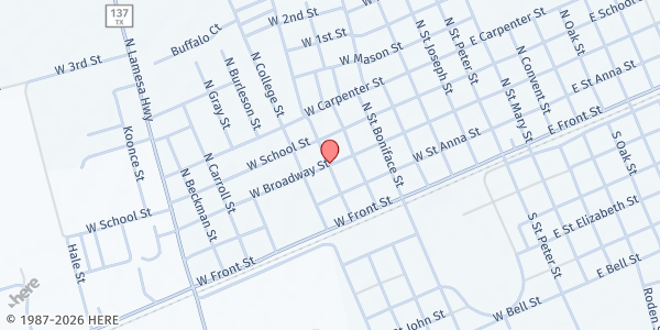 Map showing Martin Community Food Pantry at 203 N. St. Francis, Stanton, TX