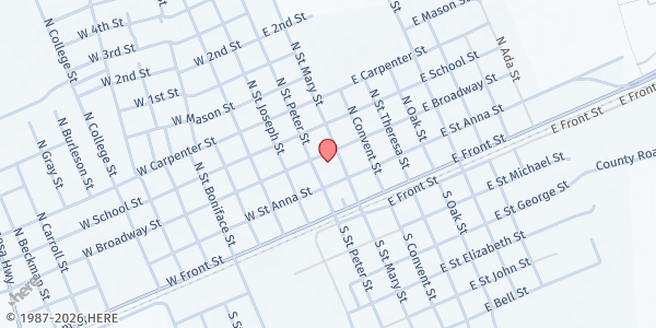 Map showing Martin County Senior Citizens Center at 104 Broadway St., Stanton, TX
