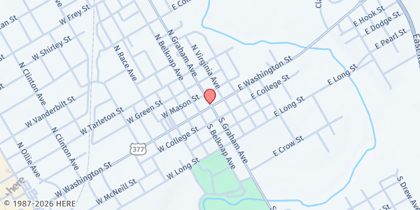 Map showing St. Luke's Episcopal Church at 595 N McIlhaney Street, Stephenville, TX