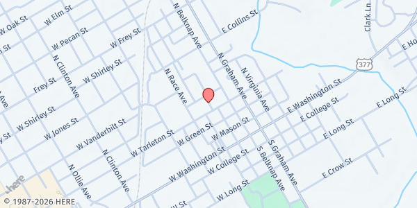 Map showing Stephenville Community Pantry at 365 W Tarleton Street, Stephenville, TX