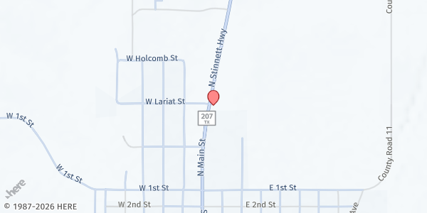 Map showing Living Water Pantry at First Baptist Church Stinnett at 10610 TX-136, Stinnett, TX