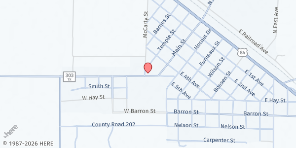 Map showing First Baptist Church at 108 FM 303, Sudan, TX