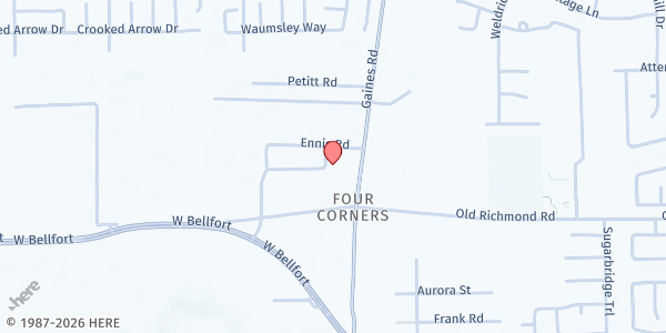 Map showing Firebrand Assembly of God Church at 10016 Gaines Rd, Sugar Land, TX