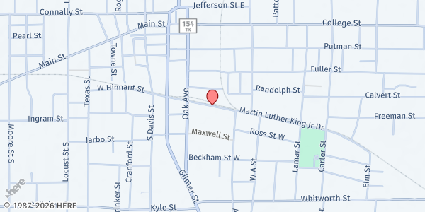 Map showing MEAL A DAY SULPHUR SPRINGS at 301 OAK AVE., SULPHUR SPRINGS, TX