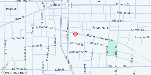 Map showing Sulphur Springs Senior Center at 150 Martin Luther King Jr Dr., Sulphur Springs, TX