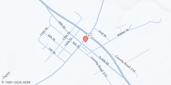 Map showing First Baptist Church - By His Grace Food Pantry at 216 4th St., Sutherland Springs, TX