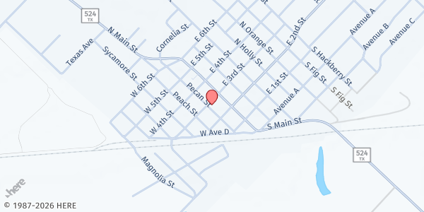 Map showing Brazosport Care Bulldog Market Place Sweeny at 111 W. 3rd St., Sweeny, TX