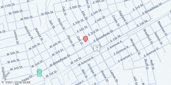 Map showing Nolan County Welfare Office at 100 E. 3rd St., Sweetwater, TX