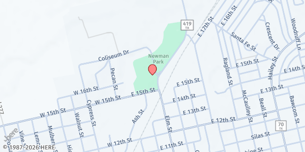 Map showing Senior Nutrition Activities Program - Sweetwater at 1701 Elm St., Sweetwater, TX