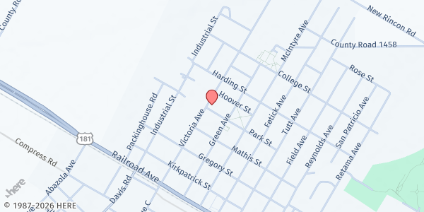 Map showing Reaching Our Neighbors Food Pantry at 402 Park St., Taft, TX