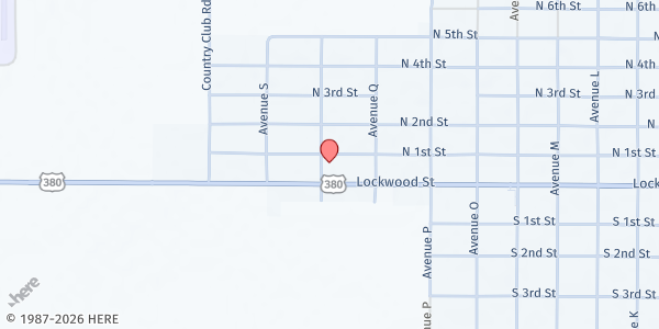 Map showing Old Church of Christ at 2320 Lockwood St, Tahoka, TX