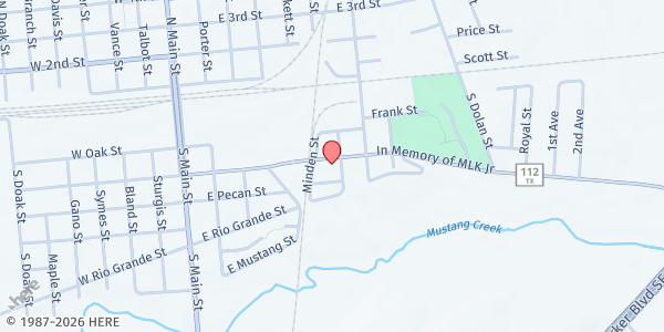 Map showing Zion Chapel Missionary Baptist Church at 612 East MLK Jr. Blvd., Taylor, TX