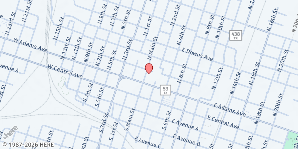 Map showing Central TX Housing Consortium - The Kyle [Seniors Only] at 111 N. Main St., Temple, TX