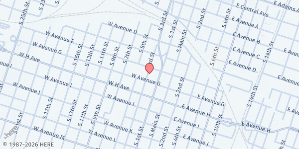 Map showing Feed My Sheep - Temple at 613 South 3rd St., Temple, TX