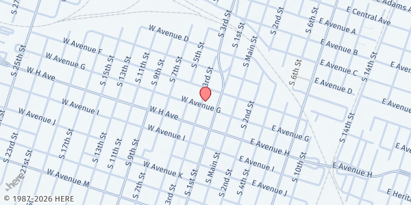 Map showing Feed My Sheep Temple Cafe at 116 W. Avenue G, Temple, TX