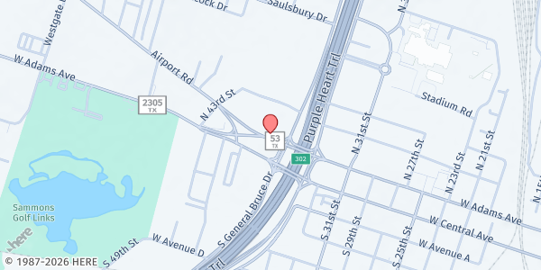 Map showing Love of Christ Food Pantry at 2000 Airport Road, Temple, TX