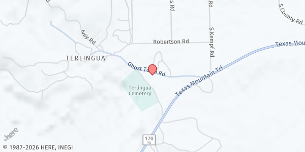 Map showing Family Crisis Center of the Big Bend (FCCBB) - Terlingua at 2001 Ghost Town Rd., Terlingua, TX