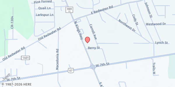 Map showing Bethel SDA Church at 489 S. Kings Hwy., Texarkana, TX