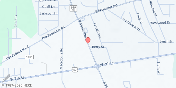 Map showing Bethel SDA Church at 489 S. Kings Hwy, Texarkana, TX