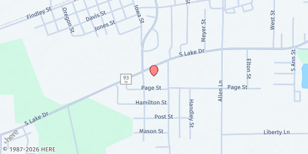 Map showing East Texas Food Bank Texarkana Resource Center at 3019 S. Lake Dr., Texarkana, TX