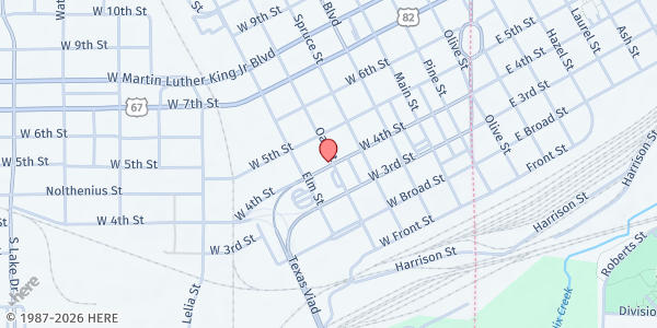 Map showing Friendship Center/Mission Texarkana at 620 West 4th, Texarkana, TX