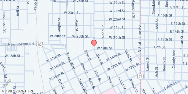 Map showing Hands On Texarkana at 1915 Olive St, Texarkana, TX