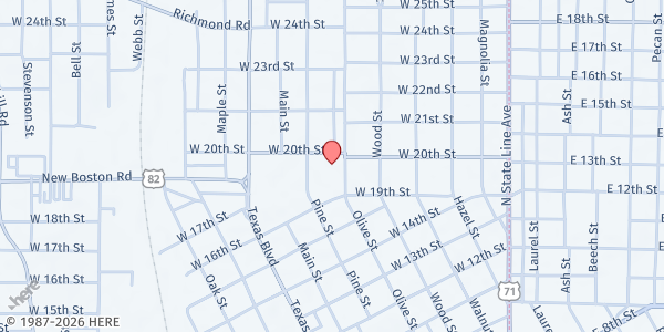 Map showing Hands On Texarkana at 1915 Olive St., Texarkana, TX