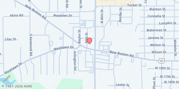 Map showing Oaklawn Baptist Church at 2918 New Boston Rd., Texarkana, TX