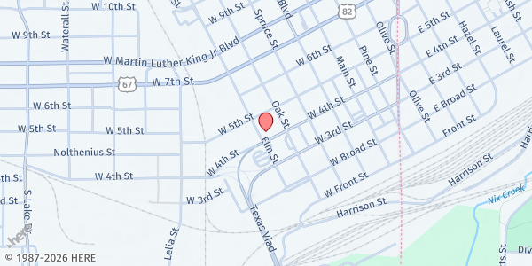 Map showing The Texarkana Friendship Center at 620 W. 4th St., Texarkana, TX