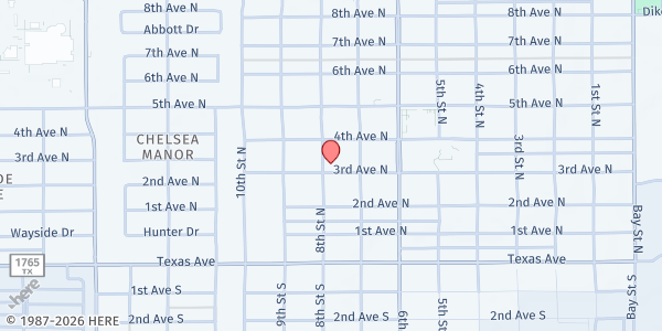Map showing Crosspoint Church at 722 3rd Ave N., Texas City, TX
