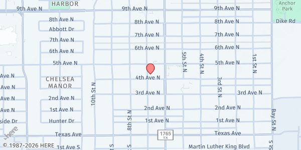 Map showing Galveston County Food Bank at Galveston County Food Bank, Texas City, TX
