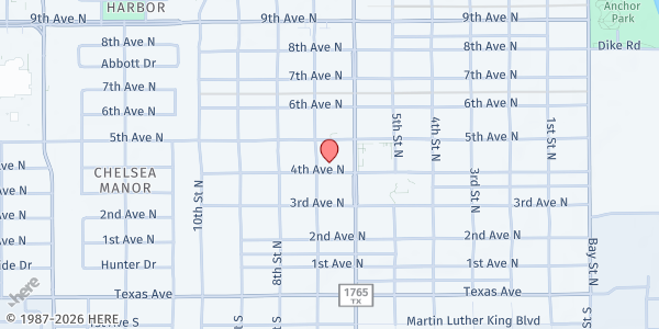 Map showing GCFB Client Choice at 624 4th Ave. N., Texas City, TX