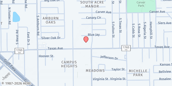 Map showing Greater Barbour's Chapel Baptist Church at 7420 FM1765, Texas City, TX