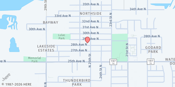 Map showing Northside Baptist Church at 2801 N. Logan St., Texas City, TX
